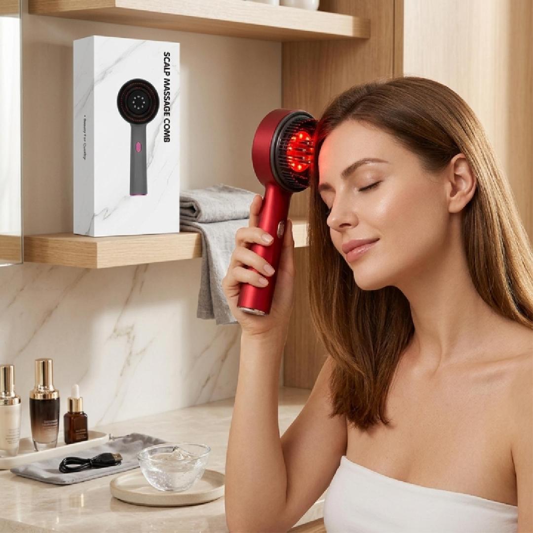 Electric Scalp Massager with Red Light Therapy & Hair Growth Comb