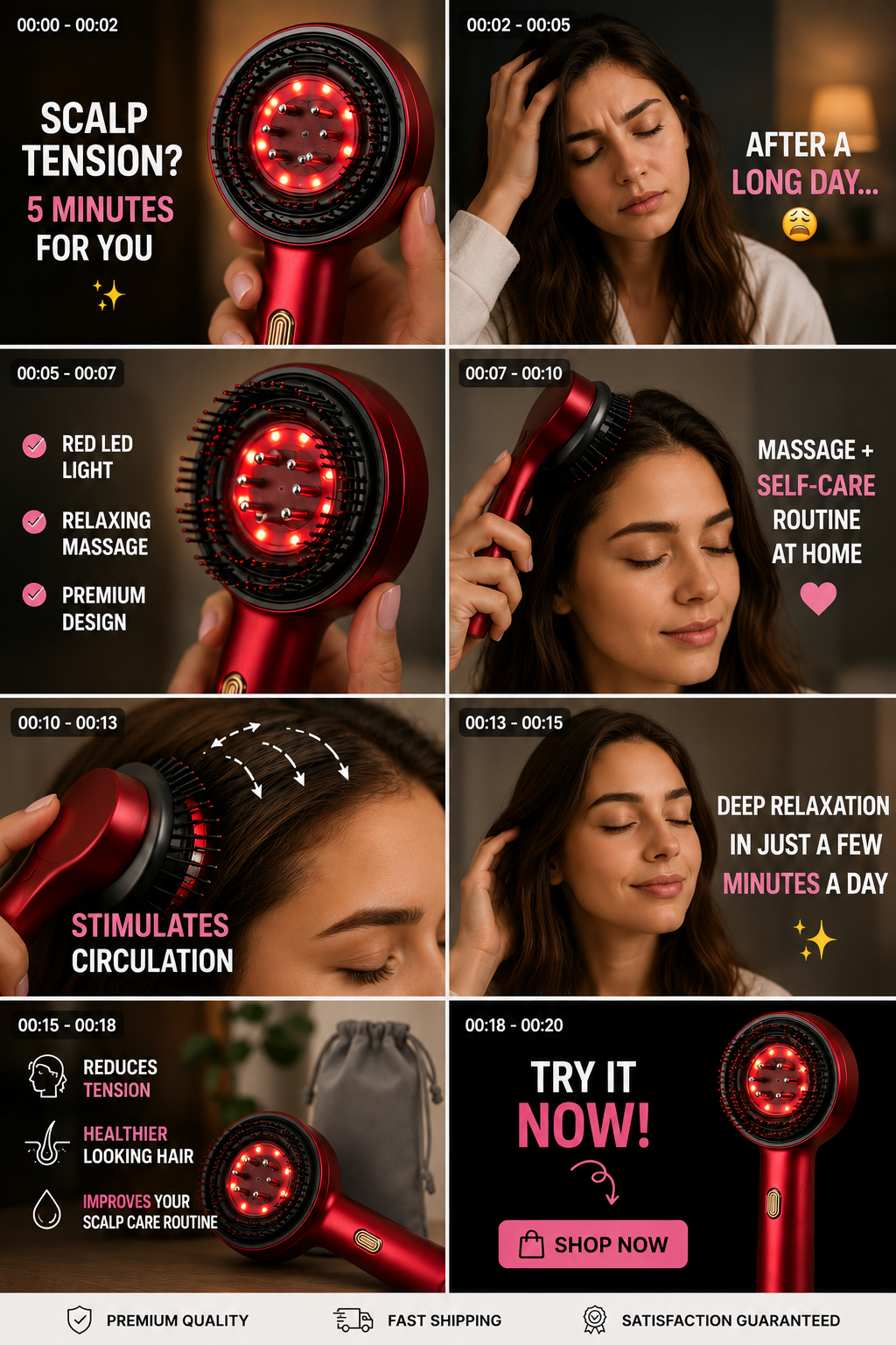 Electric Scalp Massager with Red Light Therapy & Hair Growth Comb