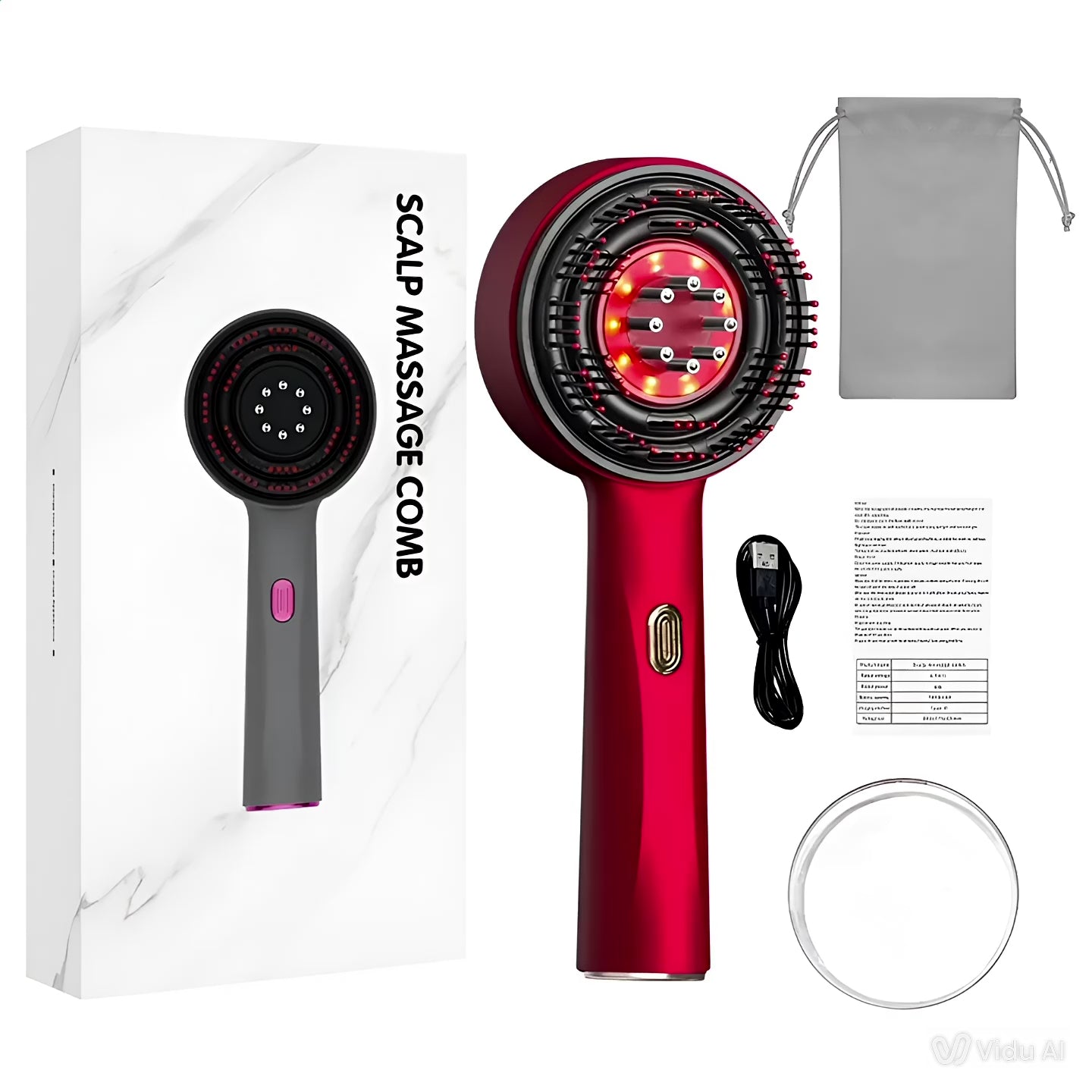Electric Scalp Massager with Red Light Therapy & Hair Growth Comb